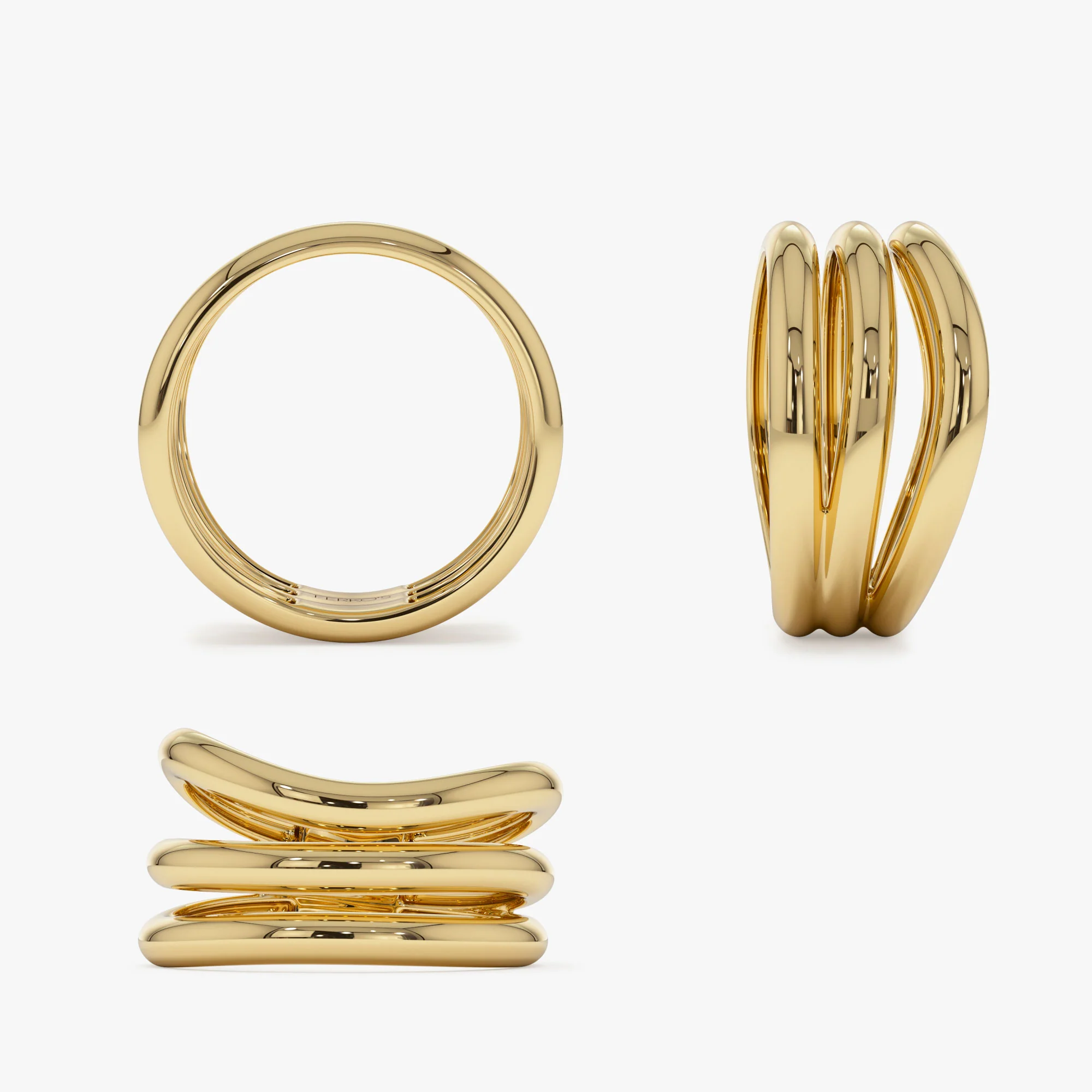 14K Stacked Chunky Curved Ring - Image 9