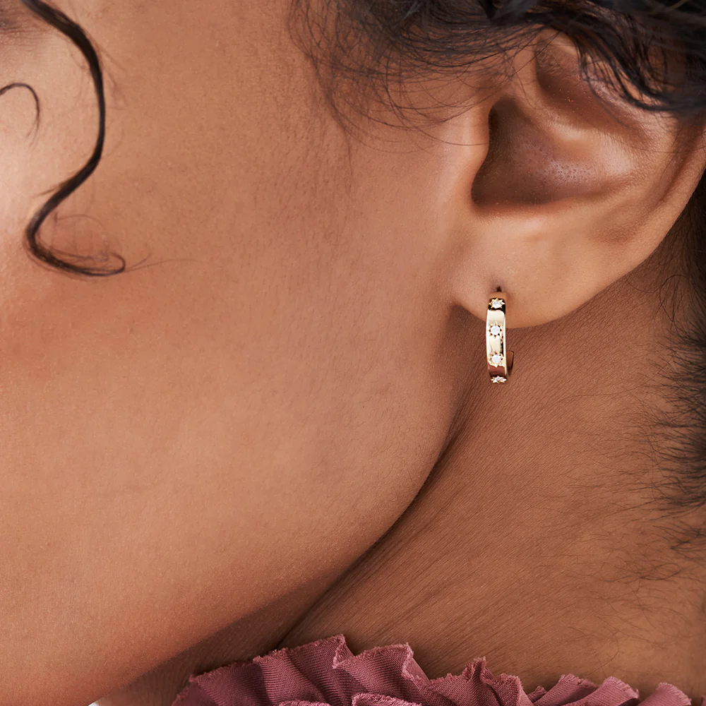 14k Starsetting Minimal Diamond Hoops - Image 2