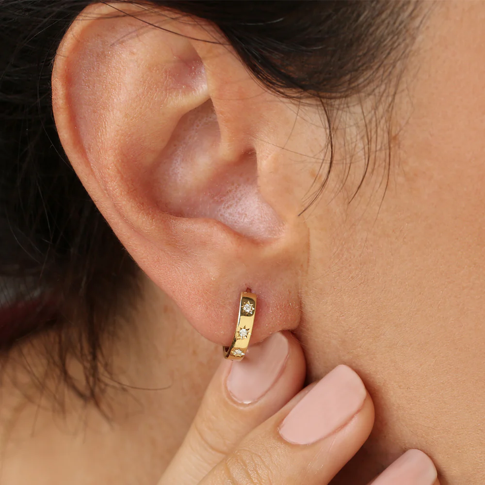 14k Starsetting Minimal Diamond Hoops - Image 5