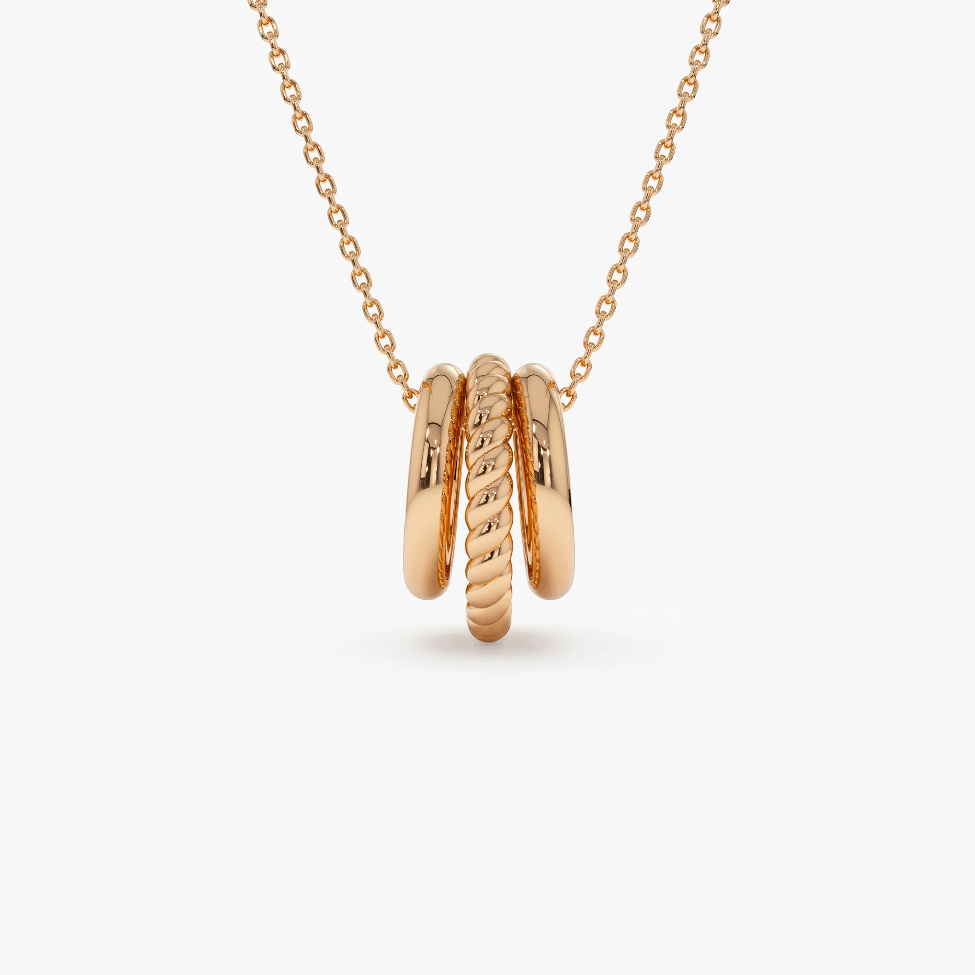 14k Three Ring Eternity Circle Necklace - Image 7