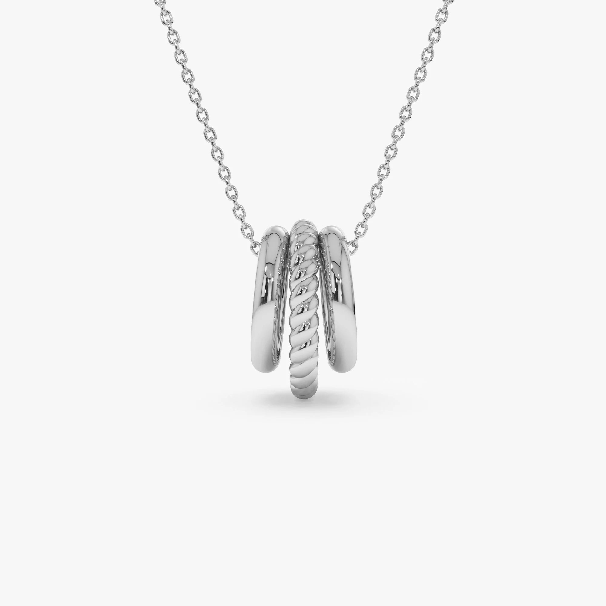 14k Three Ring Eternity Circle Necklace - Image 8