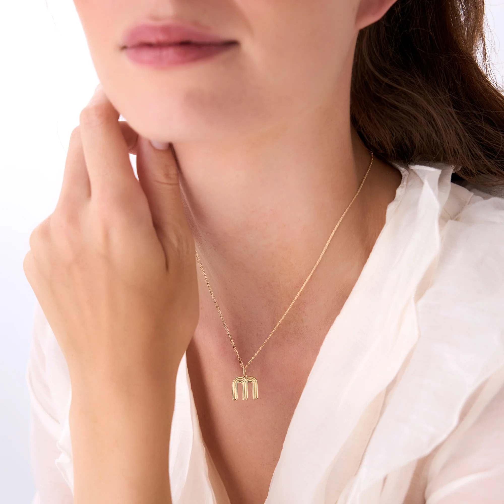 14K Triple Line Initial Necklace - Image 6