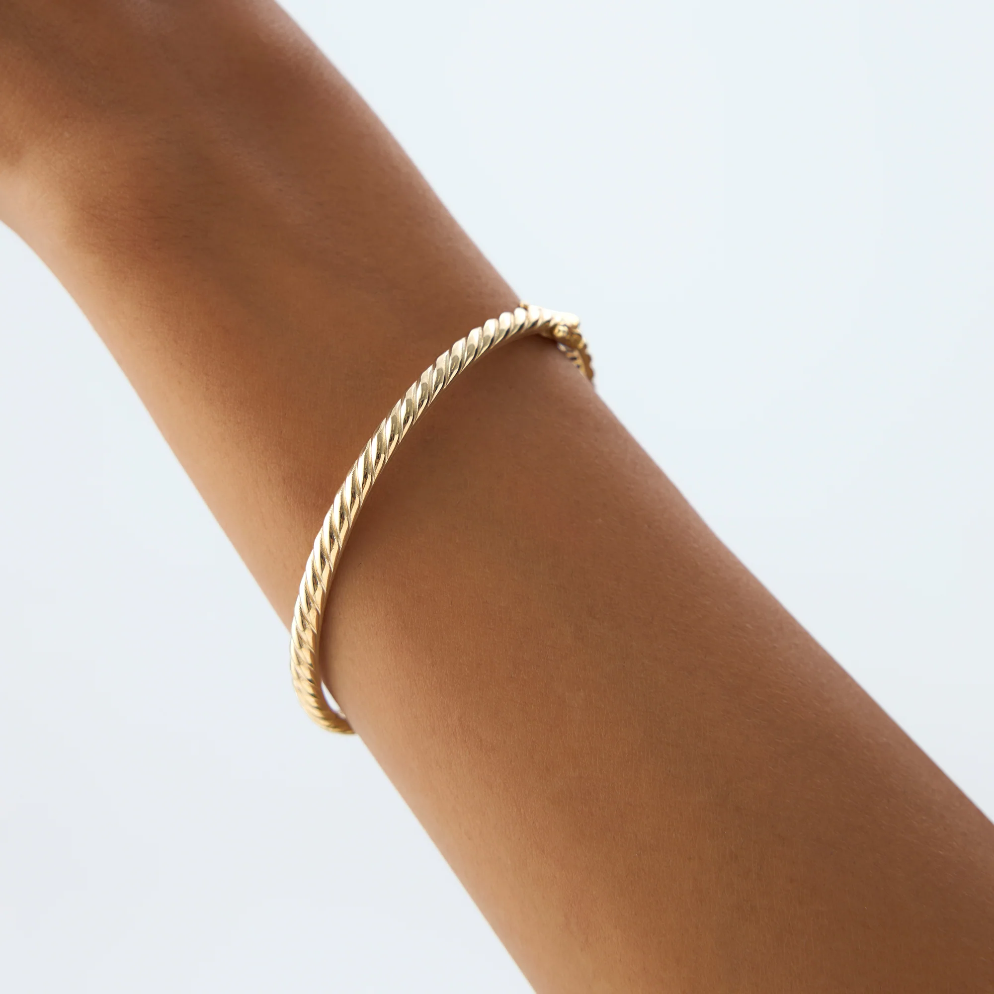14K Twist Rope Dainty Cable Bangle - Image 4