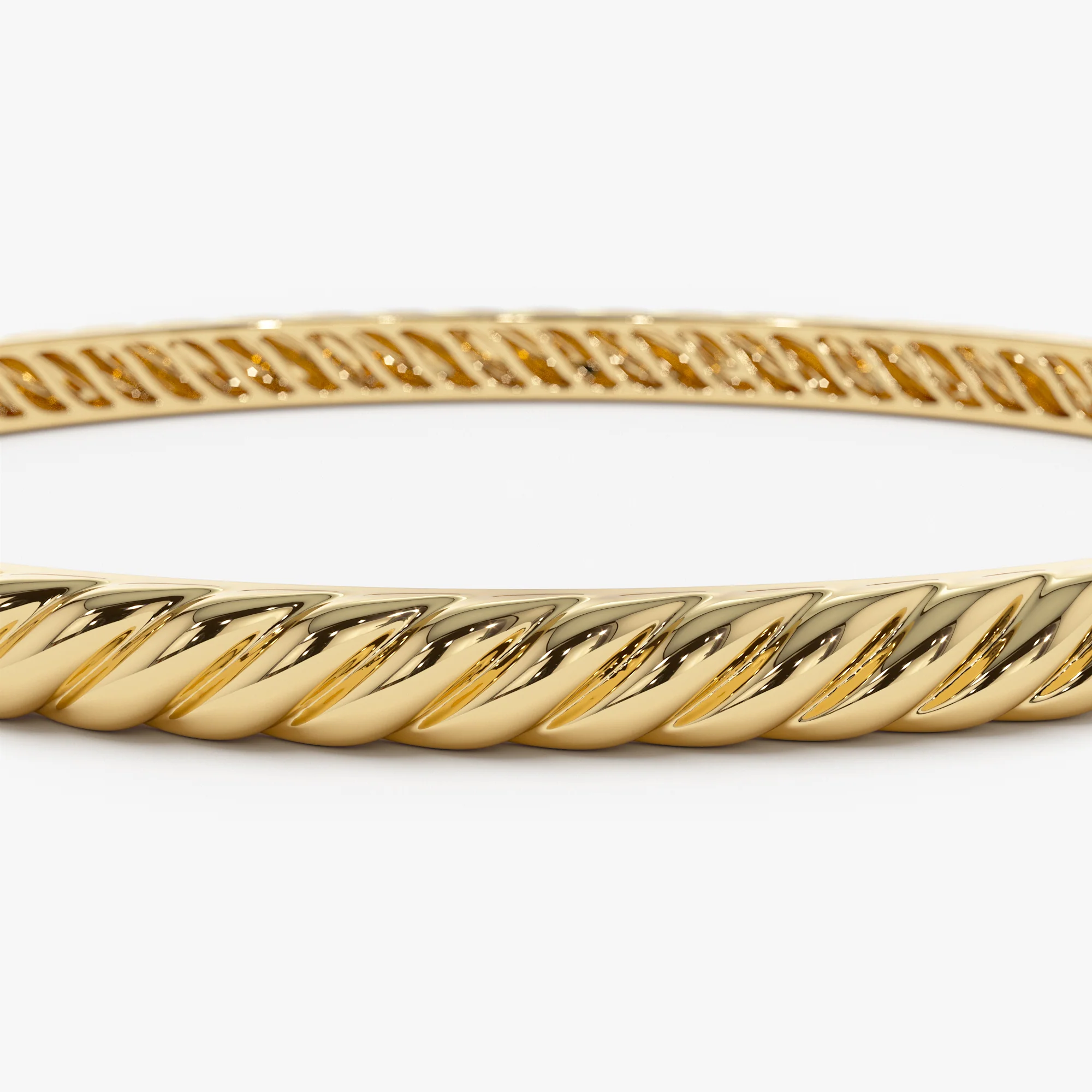 14K Twist Rope Dainty Cable Bangle - Image 9