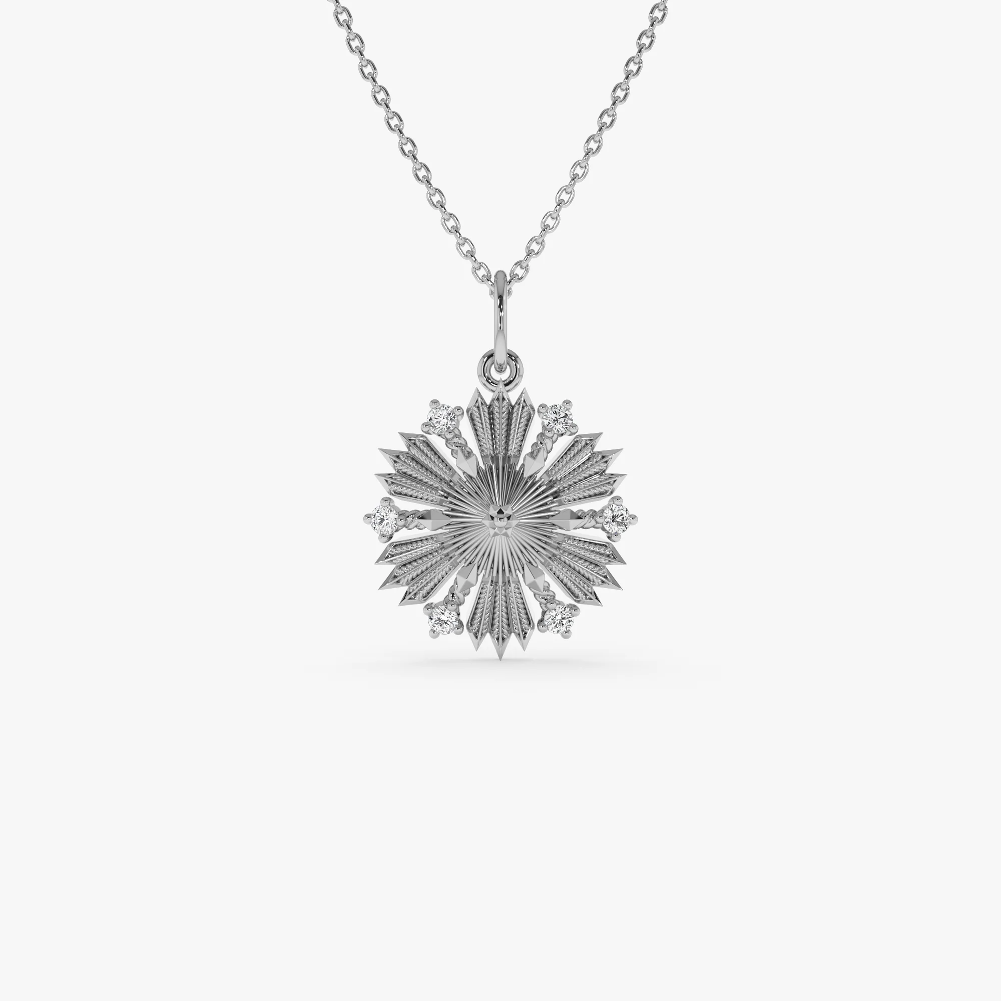 14k Unique Diamond Sunburst Charm - Image 2