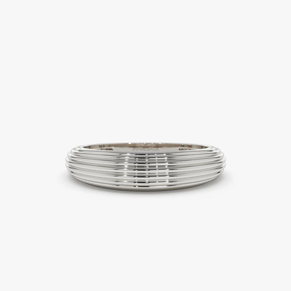 14k Unique Multi Lined 5MM Dome Gold Ring - Image 8