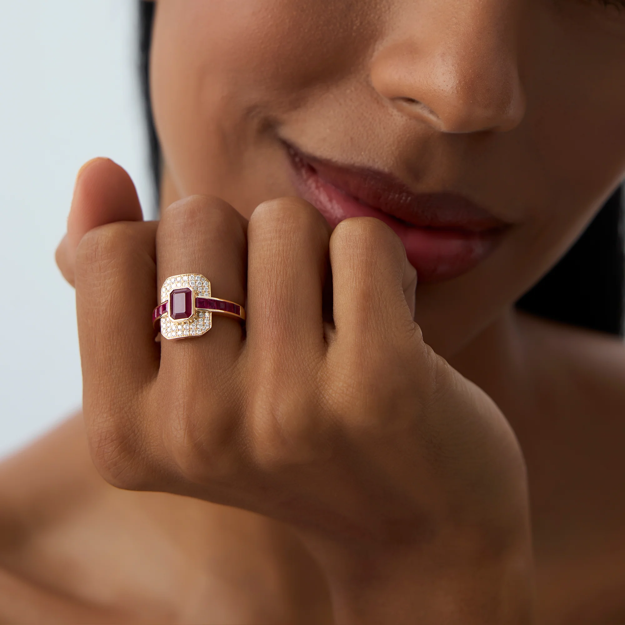 14k Unique Ruby and Diamond Art Deco Ring - Image 2