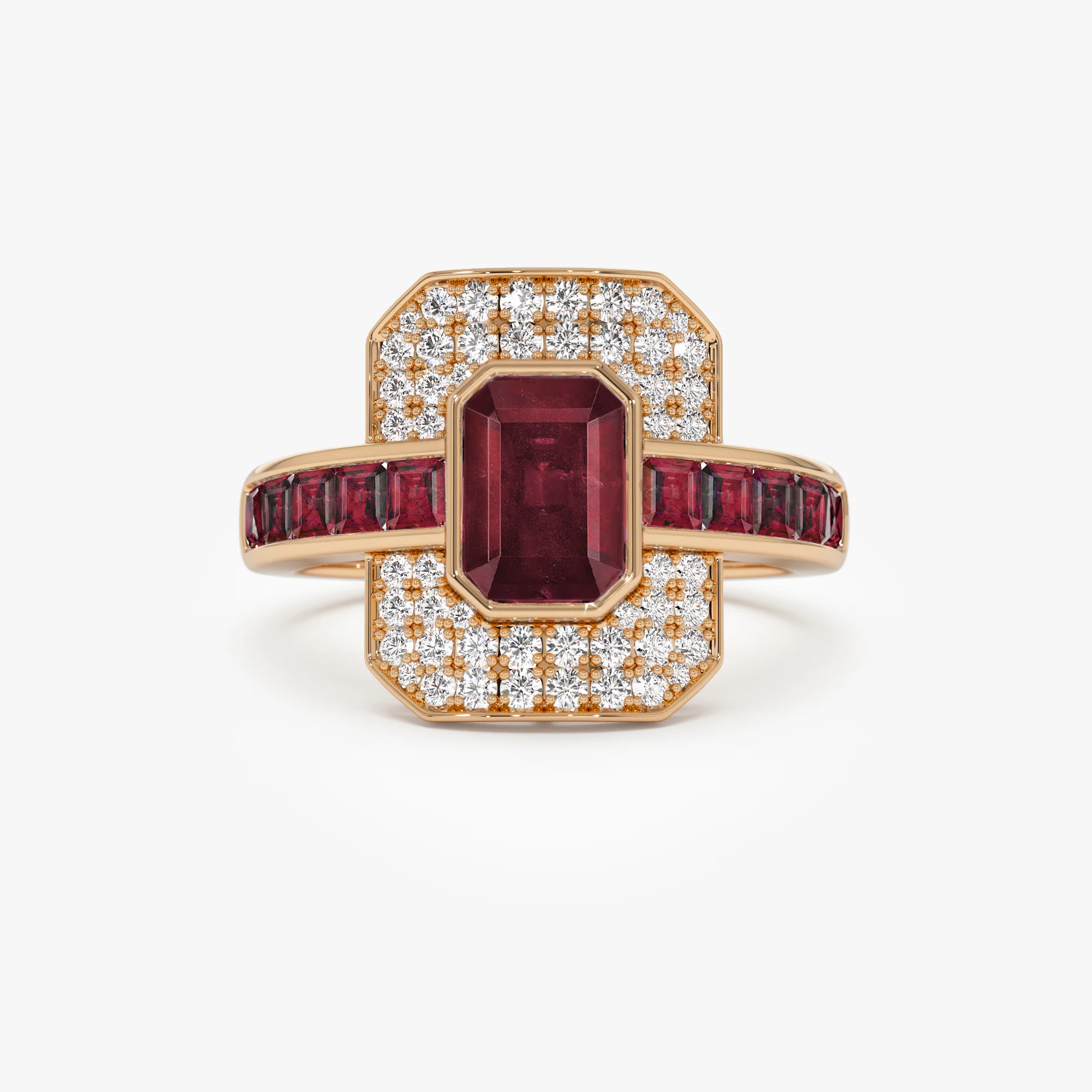 14k Unique Ruby and Diamond Art Deco Ring - Image 7