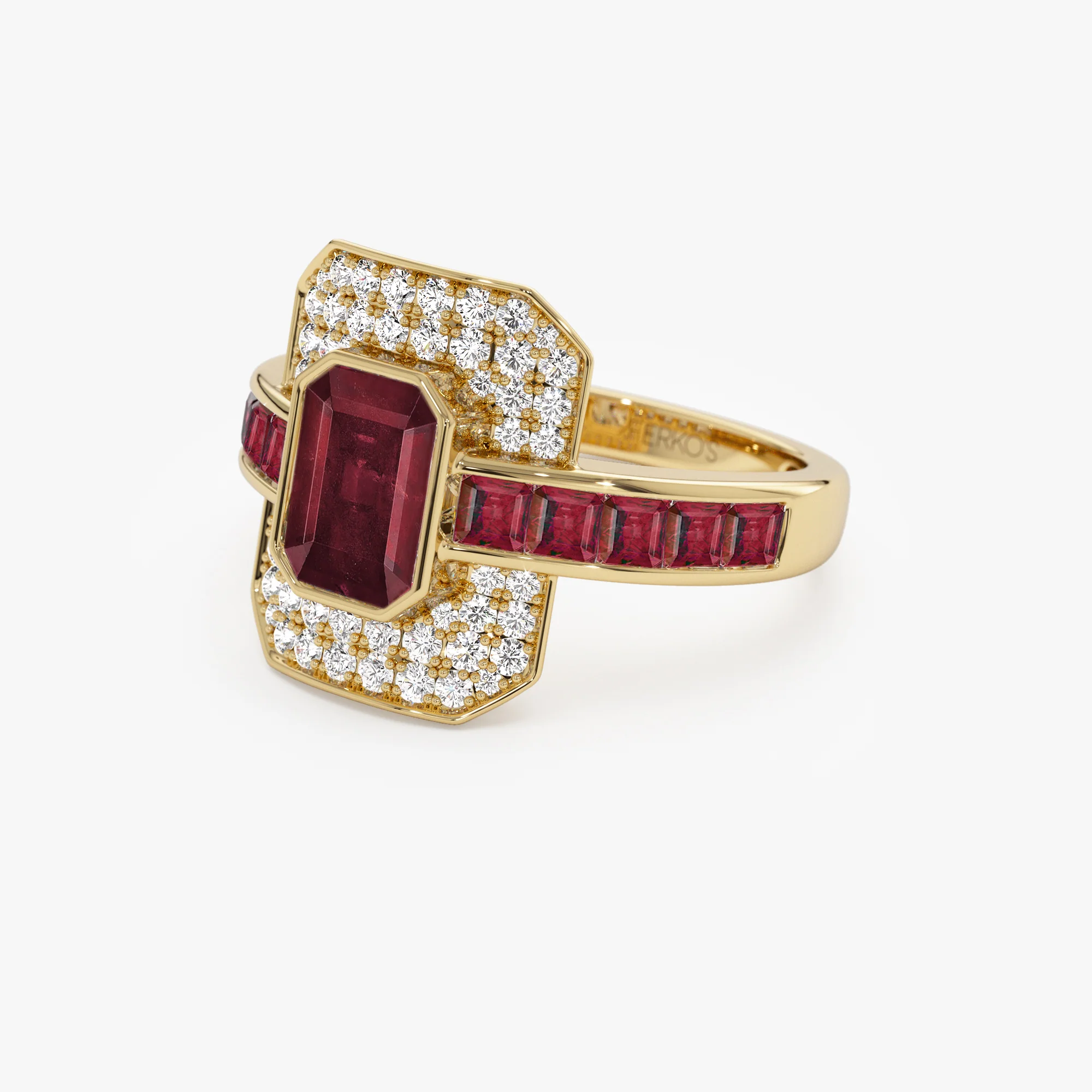 14k Unique Ruby and Diamond Art Deco Ring - Image 9