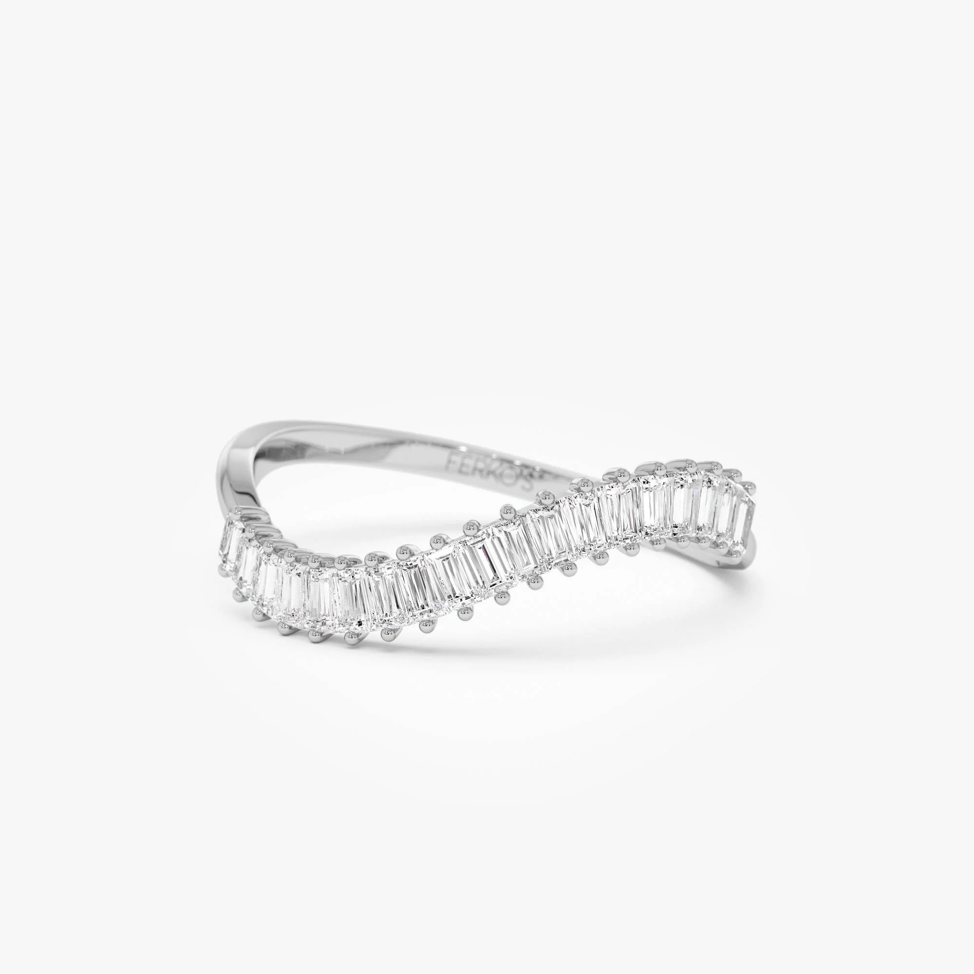 14k Unique Wave Design Baguette Diamond Ring - Image 6