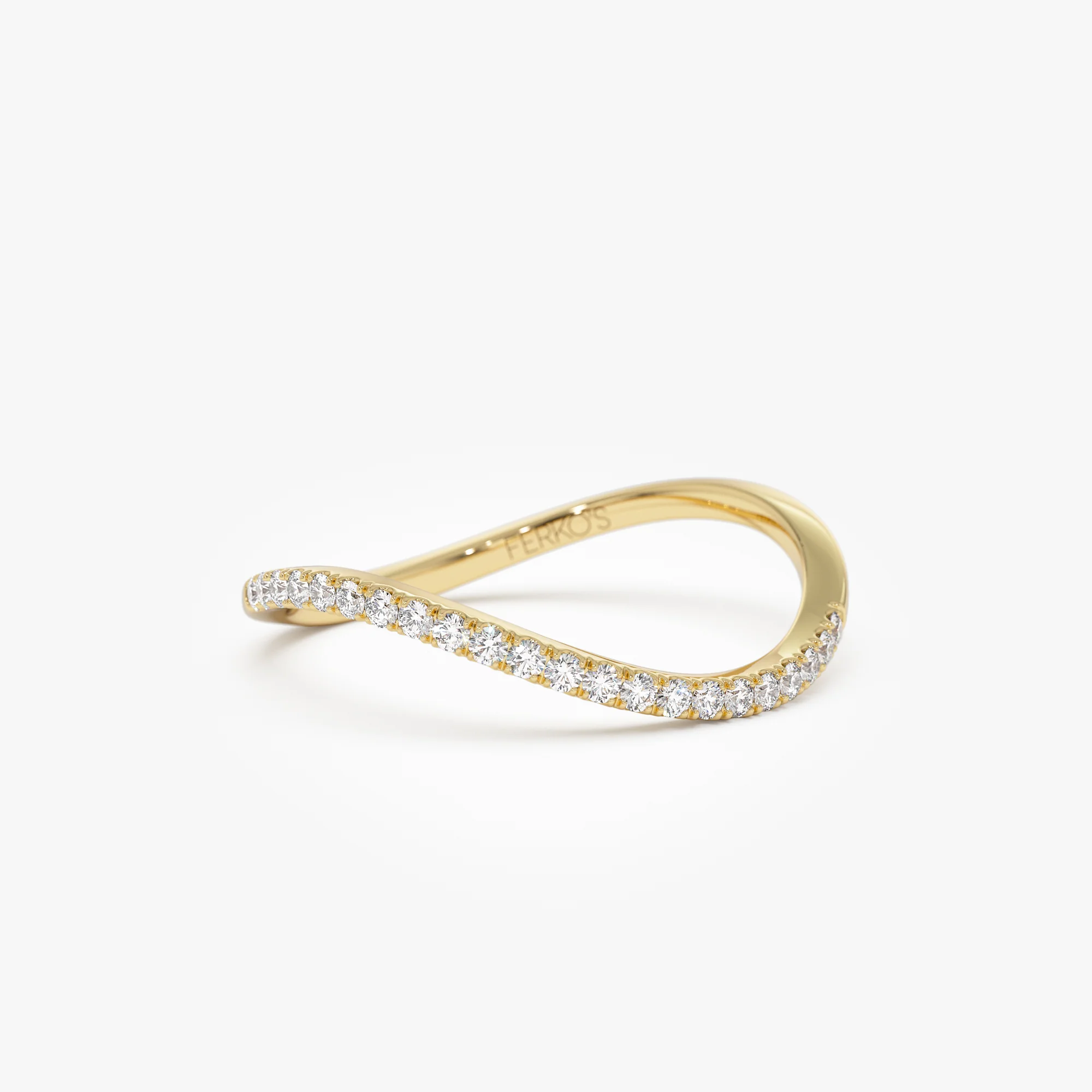 14k Waive Design Micro Pave Diamond Ring