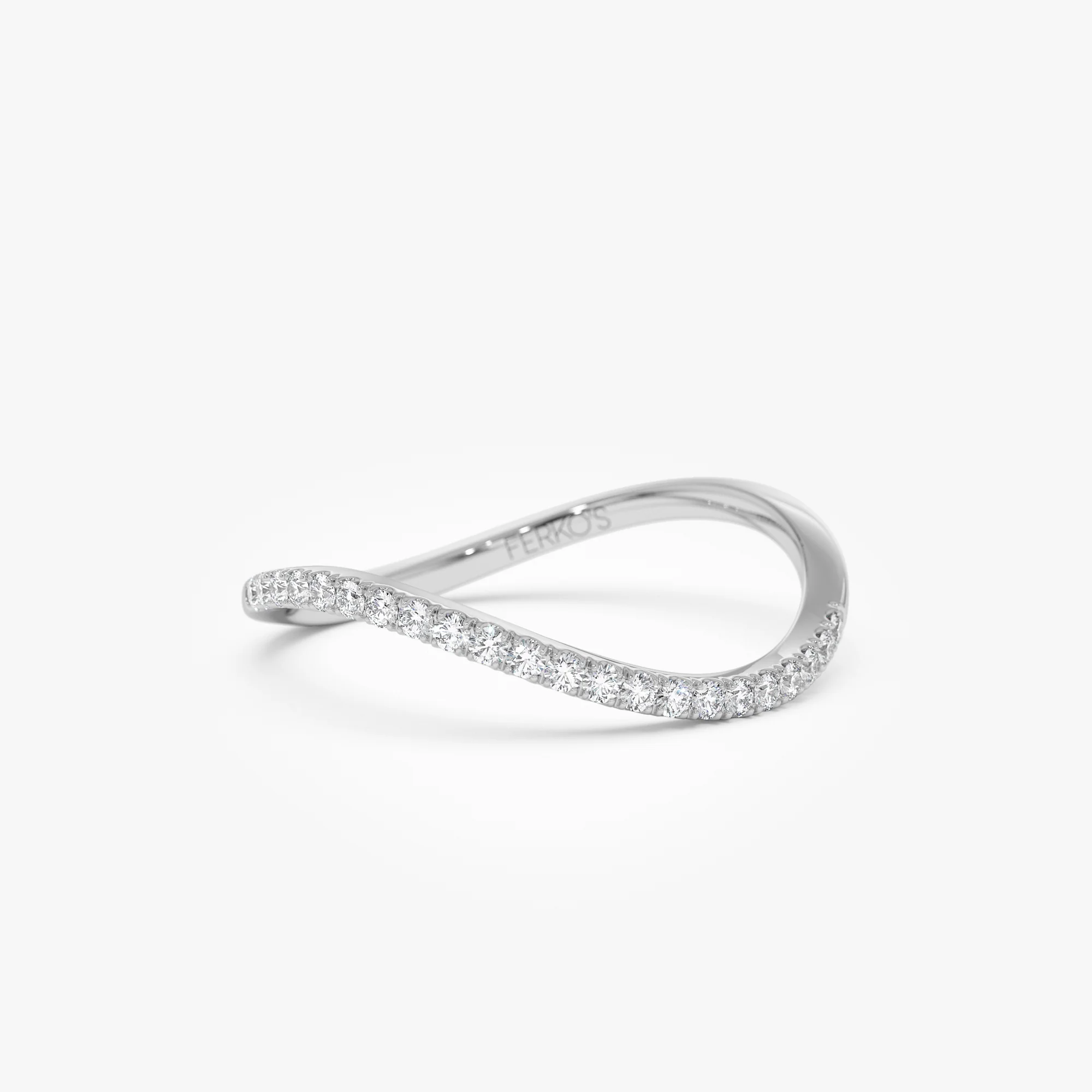 14k Waive Design Micro Pave Diamond Ring - Image 5