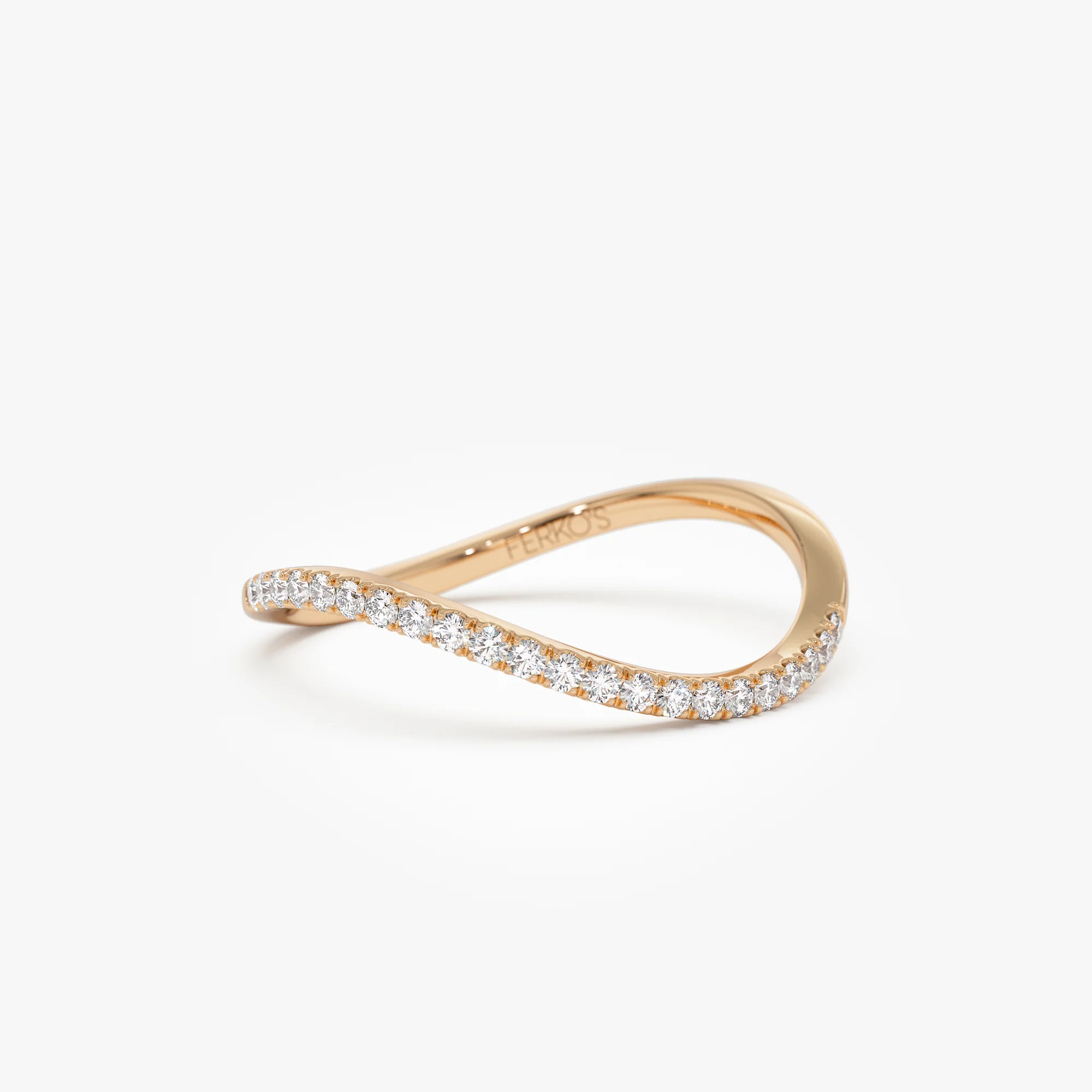 14k Waive Design Micro Pave Diamond Ring - Image 6