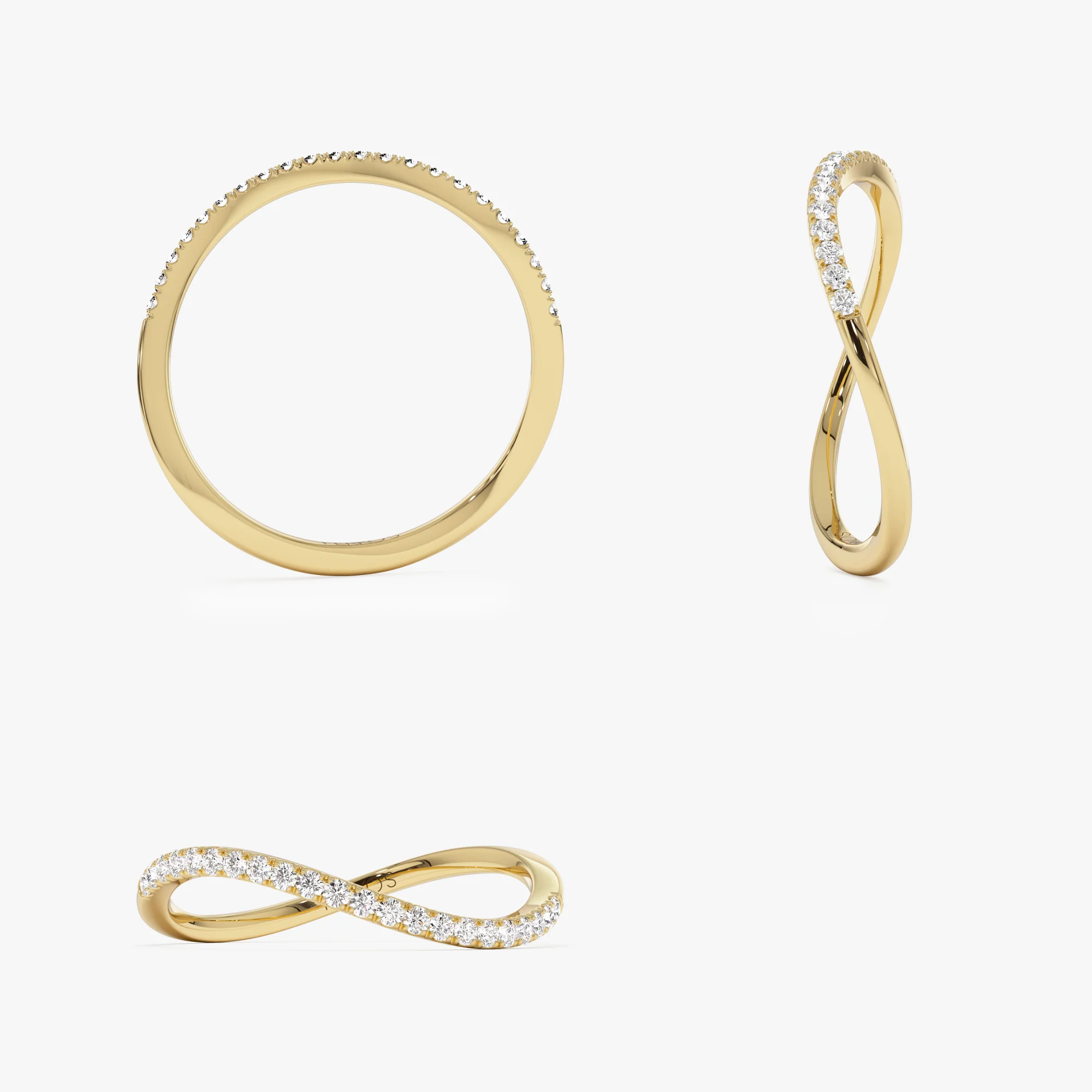 14k Waive Design Micro Pave Diamond Ring - Image 8