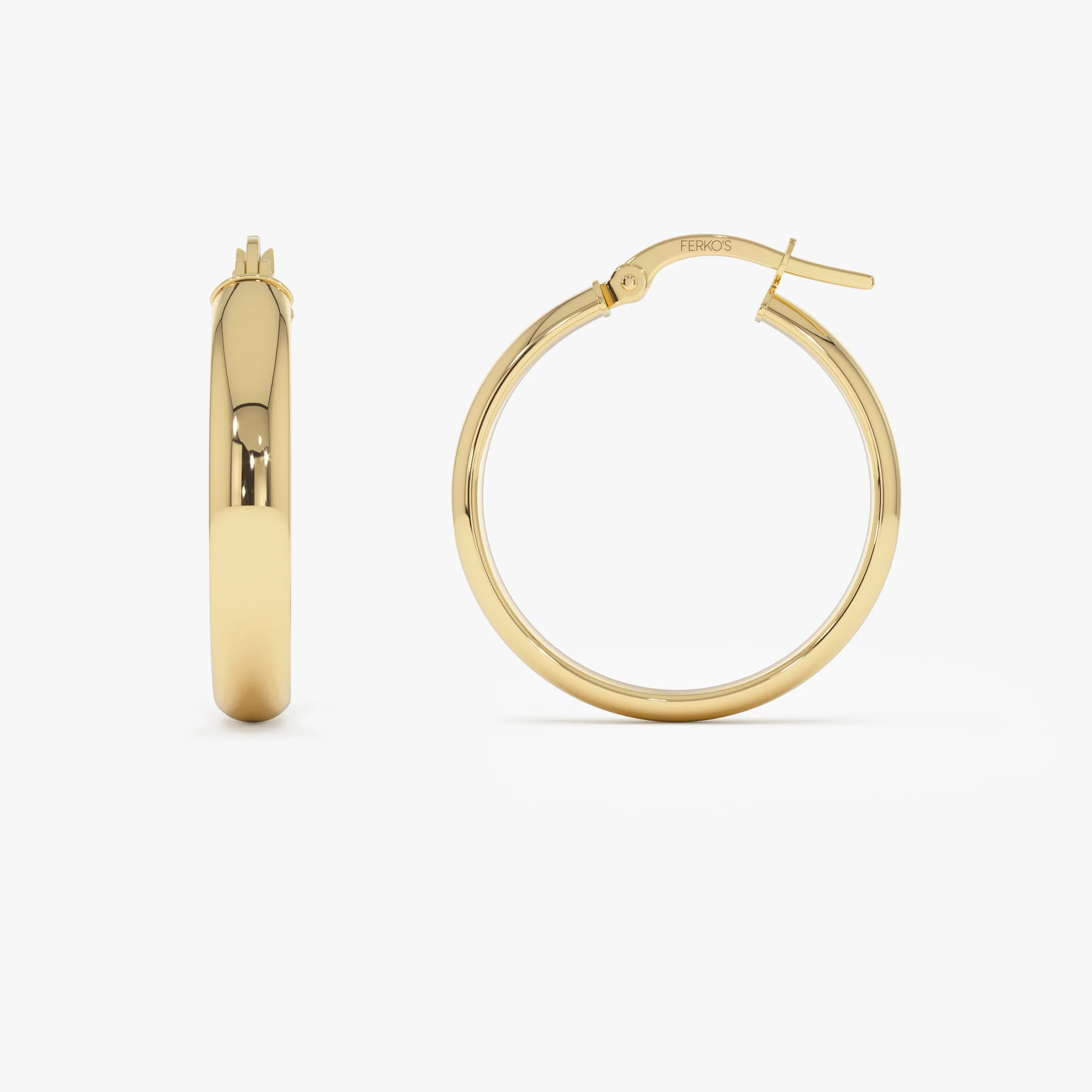 14K Gold 4MM Medium Hoops - Image 5