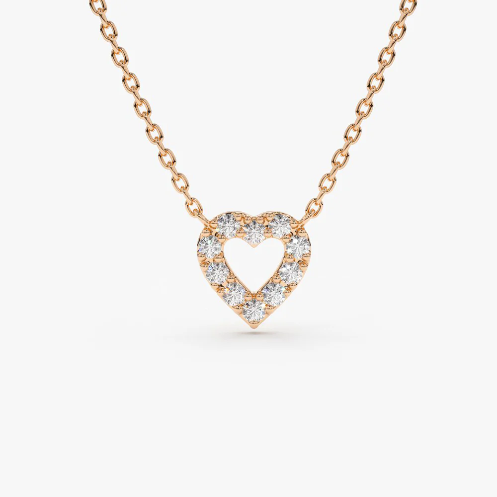 14K Gold Tiny Diamond Heart Necklace - Image 6