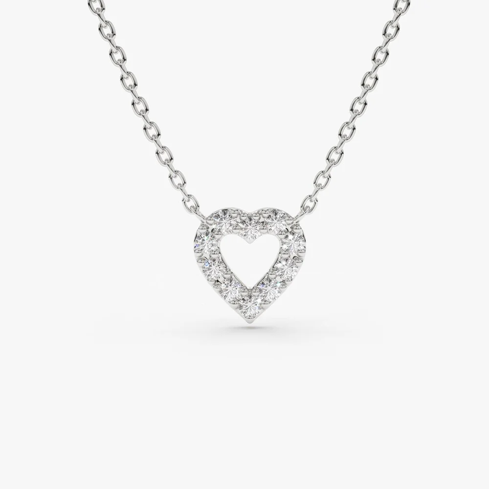 14K Gold Tiny Diamond Heart Necklace - Image 7