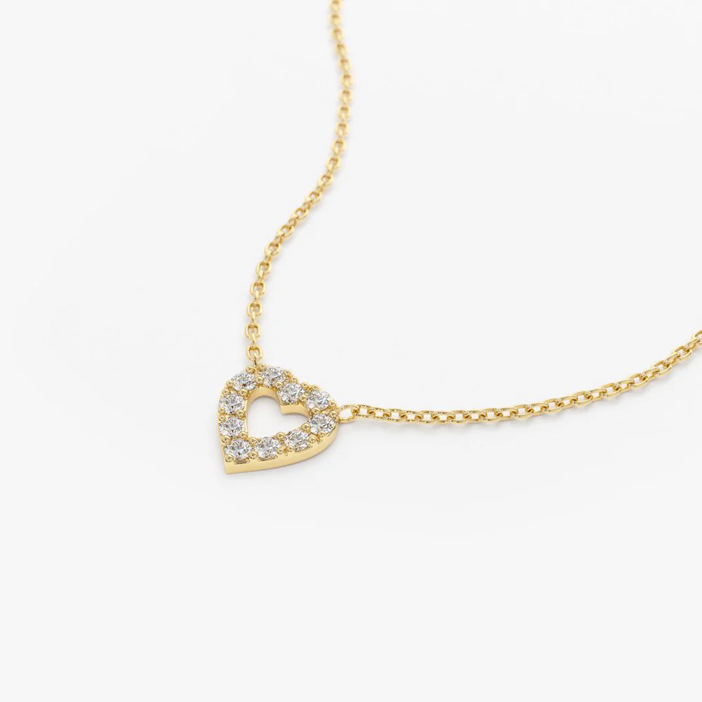 14K Gold Tiny Diamond Heart Necklace - Image 8