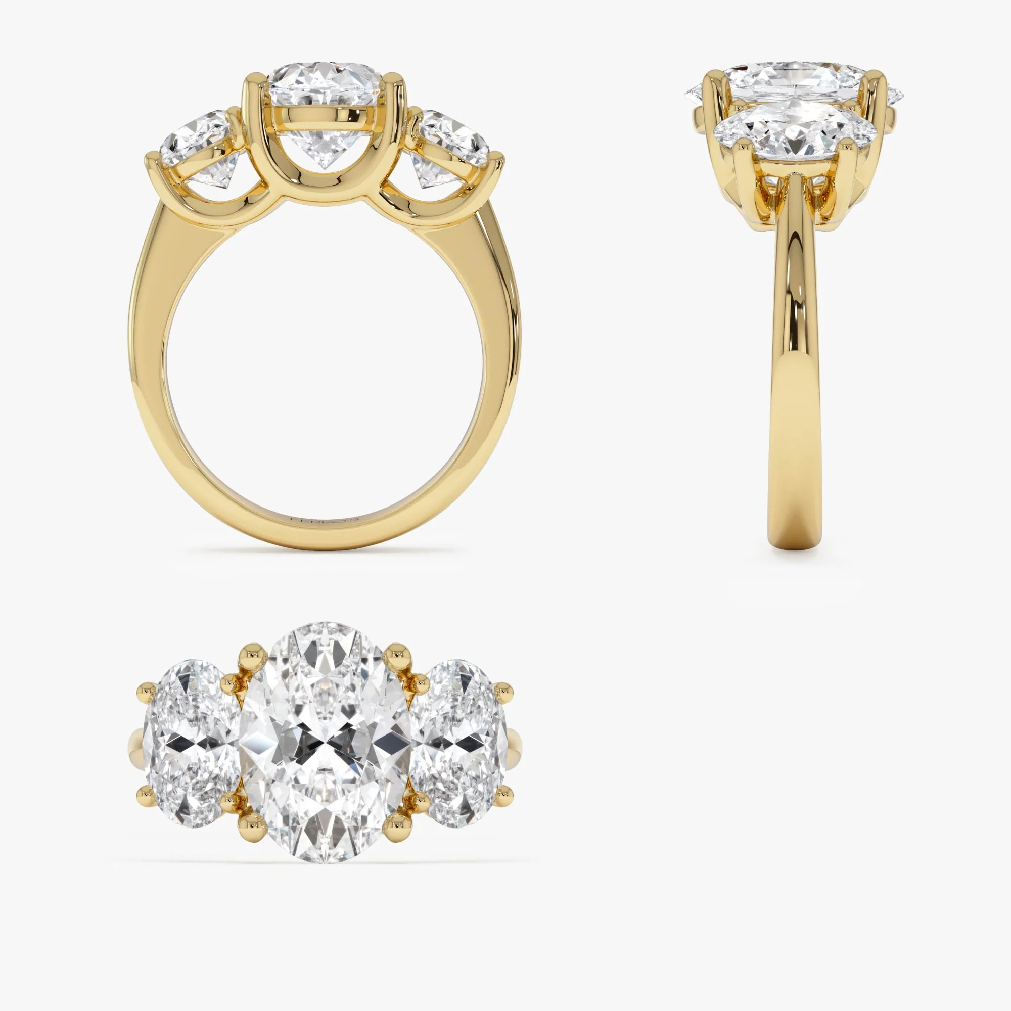 5.15 Ctw 14k Lab Grown Oval Shaped Three-Stone Diamond Engagement Ring - Laura - Image 10