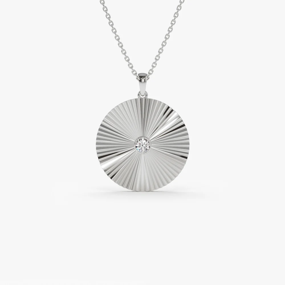 Large Diamond Disc Ray Necklace in 14K - Image 6